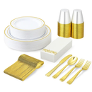 Gold Rim Disposable Dinnerware Set for Parties by LJGDeals
