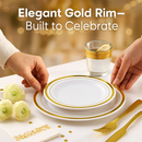 Gold Rim Disposable Dinnerware Set for Parties by LJGDeals