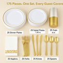 Gold Rim Disposable Dinnerware Set for Parties by LJGDeals