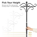 2 Packs 91in Heavy Duty Double Shepherds Hook Bird Feeder Pole Garden Hanging Holder with 5 Adjustable Height 5 Prong Base for Bird Feeder Garden Plan by LJGDeals