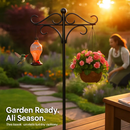 2 Packs 91in Heavy Duty Double Shepherds Hook Bird Feeder Pole Garden Hanging Holder with 5 Adjustable Height 5 Prong Base for Bird Feeder Garden Plan by LJGDeals