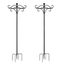 2 Packs 91in Heavy Duty Double Shepherds Hook Bird Feeder Pole Garden Hanging Holder with 5 Adjustable Height 5 Prong Base for Bird Feeder Garden Plan by LJGDeals