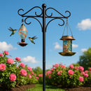 2 Packs 91in Heavy Duty Double Shepherds Hook Bird Feeder Pole Garden Hanging Holder with 5 Adjustable Height 5 Prong Base for Bird Feeder Garden Plan by LJGDeals