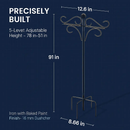2 Packs 91in Heavy Duty Double Shepherds Hook Bird Feeder Pole Garden Hanging Holder with 5 Adjustable Height 5 Prong Base for Bird Feeder Garden Plan by LJGDeals