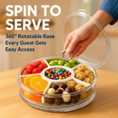 Divided Serving Tray with Lid and Handle - Rotatable Base by LJGDeals