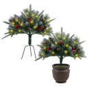 2Pcs Christmas Tree Urn Filler With Light Artificial Lighted Xmas Trees Light with Cones Berries Holiday Planter Filler LED Pathway Pine Tree IP44 Wat by LJGDeals