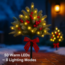 2Pcs Christmas Tree Urn Filler With Light Artificial Lighted Xmas Trees Light with Cones Berries Holiday Planter Filler LED Pathway Pine Tree IP44 Wat by LJGDeals