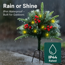 2Pcs Christmas Tree Urn Filler With Light Artificial Lighted Xmas Trees Light with Cones Berries Holiday Planter Filler LED Pathway Pine Tree IP44 Wat by LJGDeals