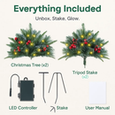 2Pcs Christmas Tree Urn Filler With Light Artificial Lighted Xmas Trees Light with Cones Berries Holiday Planter Filler LED Pathway Pine Tree IP44 Wat by LJGDeals