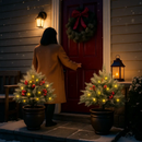 2Pcs Christmas Tree Urn Filler With Light Artificial Lighted Xmas Trees Light with Cones Berries Holiday Planter Filler LED Pathway Pine Tree IP44 Wat by LJGDeals