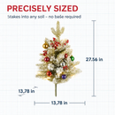 2Pcs Battery Powered Lighted Christmas Tree Urn Filler With Light Artificial Xmas Trees Light with Berries Balls LED Pathway Pine Tree IP44 Waterproof by LJGDeals