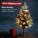 2Pcs Battery Powered Lighted Christmas Tree Urn Filler With Light Artificial Xmas Trees Light with Berries Balls LED Pathway Pine Tree IP44 Waterproof by LJGDeals