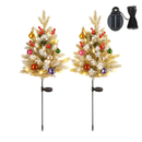 2Pcs Battery Powered Lighted Christmas Tree Urn Filler With Light Artificial Xmas Trees Light with Berries Balls LED Pathway Pine Tree IP44 Waterproof by LJGDeals