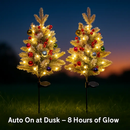 2Pcs Battery Powered Lighted Christmas Tree Urn Filler With Light Artificial Xmas Trees Light with Berries Balls LED Pathway Pine Tree IP44 Waterproof by LJGDeals