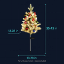 2Pcs Battery Powered Lighted Christmas Tree Urn Filler With Light Artificial Xmas Trees Light with Berries Balls LED Pathway Pine Tree IP44 Waterproof by LJGDeals
