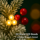 2Pcs Battery Powered Lighted Christmas Tree Urn Filler With Light Artificial Xmas Trees Light with Berries Balls LED Pathway Pine Tree IP44 Waterproof by LJGDeals