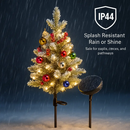 2Pcs Battery Powered Lighted Christmas Tree Urn Filler With Light Artificial Xmas Trees Light with Berries Balls LED Pathway Pine Tree IP44 Waterproof by LJGDeals