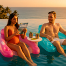 Inflatable Pool Chair 2-Pack Lounger with Cup Holders by LJGDeals