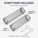 2Pcs 3.42x11.61Inch Portable BBQ Rolling Basket Round Stainless Steel Grill Mesh Barbecue Net Tube with Removable Cover Outdoor Camping by LJGDeals