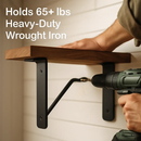 Wall Mounted Shelf Bracket Set - Strong Black Brackets by LJGDeals