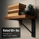 Wall Mounted Shelf Bracket Set - Strong Black Brackets by LJGDeals