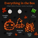 Halloween Window Light Trio: Spider, Witch Hat & Pumpkin by LJGDeals