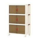 3Pcs Foldable Storage Bins with Lid Front Magnetic Door Collapsible Stackable Closet Organizer Containers with 4Pcs 360° Rotatable Wheels 8Pcs Small W by LJGDeals