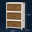 3Pcs Foldable Storage Bins with Lid Front Magnetic Door Collapsible Stackable Closet Organizer Containers with 4Pcs 360° Rotatable Wheels 8Pcs Small W by LJGDeals