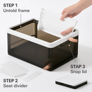 3 Pack Foldable Storage Bin with Lid Stackable Plastic Close by LJGDeals