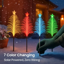 4Pack 7 Color Changing Solar Christmas Tree Lights Outdoor Optical Fiber Stake Lights Cedar Tree Lights with Topper Star IP44 Waterproof for Garden Ya by LJGDeals