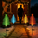 4Pack 7 Color Changing Solar Christmas Tree Lights Outdoor Optical Fiber Stake Lights Cedar Tree Lights with Topper Star IP44 Waterproof for Garden Ya by LJGDeals