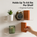 Clear Acrylic Floating Shelves 4 Pack - Wall Mount by LJGDeals