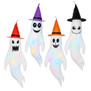 Halloween Ghost Windsocks with Witch Hats and LED Lights by LJGDeals