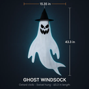 Halloween Ghost Windsocks with Witch Hats and LED Lights by LJGDeals
