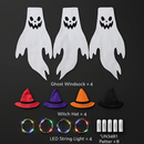 Halloween Ghost Windsocks with Witch Hats and LED Lights by LJGDeals