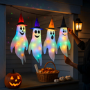 Halloween Ghost Windsocks with Witch Hats and LED Lights by LJGDeals