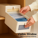 Foldable Linen Clothing Storage Bin with Clear Window by LJGDeals