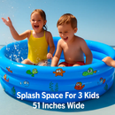 51x13” Inflatable Swimming Pool Blow Up Family Pool For 3 Kids Foldable Swim Ball Pool Center w/ 4 Valves Bottom Water Drain Plug For Indoor Backyard by LJGDeals