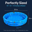 51x13” Inflatable Swimming Pool Blow Up Family Pool For 3 Kids Foldable Swim Ball Pool Center w/ 4 Valves Bottom Water Drain Plug For Indoor Backyard by LJGDeals