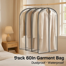 5 Pack 60In Garment Bag for Hanging Clothes Dustproof Waterproof Hanging Clothes Storage Bag Clear Transparent Suits Cover for Sweater Jacket Coat Dre by LJGDeals