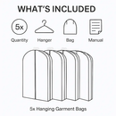 5 Pack 60In Garment Bag for Hanging Clothes Dustproof Waterproof Hanging Clothes Storage Bag Clear Transparent Suits Cover for Sweater Jacket Coat Dre by LJGDeals