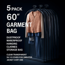 5 Pack 60In Garment Bag for Hanging Clothes Dustproof Waterproof Hanging Clothes Storage Bag Clear Transparent Suits Cover for Sweater Jacket Coat Dre by LJGDeals