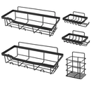 5 Pack Shower Caddy Shelves with 18 Inbuilt Hooks Rustproof Wall-Mounted Storage Shelves for Bathroom Dorm Kitchen Adhesive Bathroom Organizer for Sha by LJGDeals