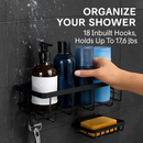 5 Pack Shower Caddy Shelves with 18 Inbuilt Hooks Rustproof Wall-Mounted Storage Shelves for Bathroom Dorm Kitchen Adhesive Bathroom Organizer for Sha by LJGDeals
