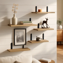 Floating Wall Shelves with Brackets - 6 Sets for Living Room by LJGDeals