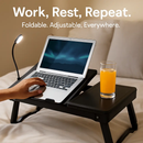 Foldable Laptop Table Bed Notebook Desk w/Cooling Fan Mouse Board LED light 4 x USB Ports Breakfast Snacking Tray with Storage Groove For Home Office by LJGDeals