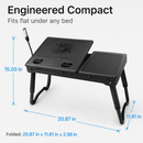 Foldable Laptop Table Bed Notebook Desk w/Cooling Fan Mouse Board LED light 4 x USB Ports Breakfast Snacking Tray with Storage Groove For Home Office by LJGDeals