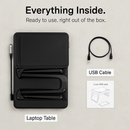 Foldable Laptop Table Bed Notebook Desk w/Cooling Fan Mouse Board LED light 4 x USB Ports Breakfast Snacking Tray with Storage Groove For Home Office by LJGDeals