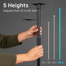 94Inch Squirrel Proof Bird Feeder Pole Heavy-Duty Bird House Pole Outdoor Bird Feeding Station with 5 Adjustable Heights 4 Shepherd Hooks Top & Side by LJGDeals
