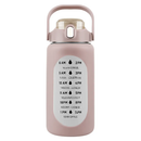 Glass Water Bottle with Straw and Time Marker